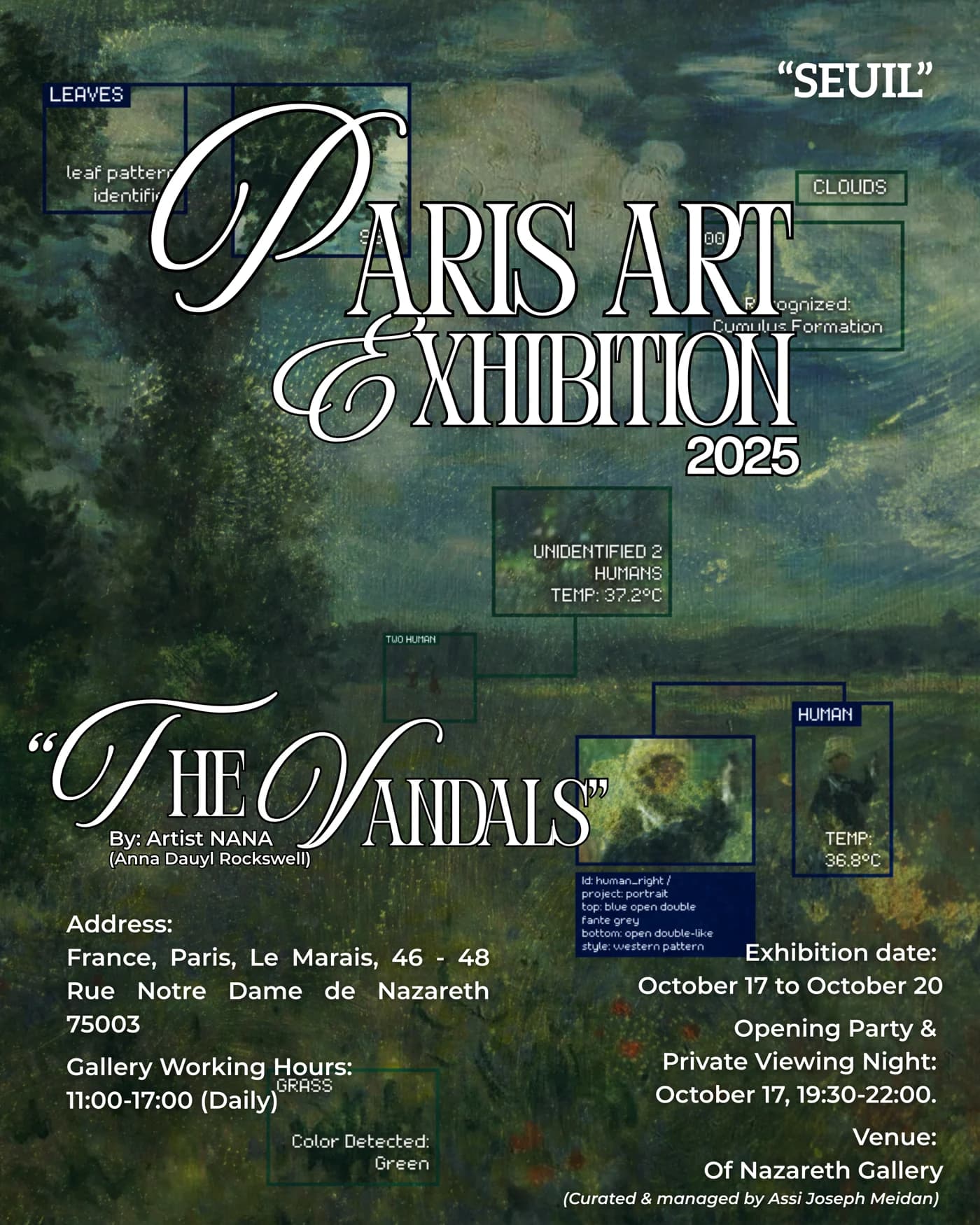 Paris Art Exhibition 2025 poster naming NANA and the Of Nazareth Gallery
